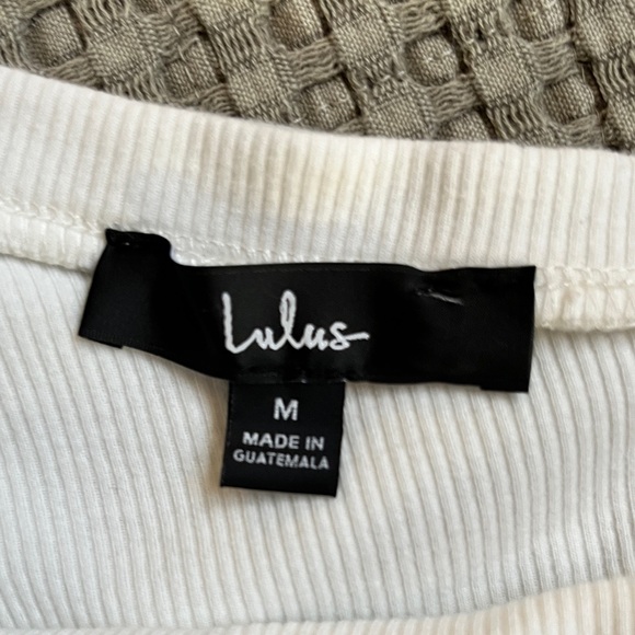 Lulu's White Ribbed Rushed Dress - Picture 2 of 6